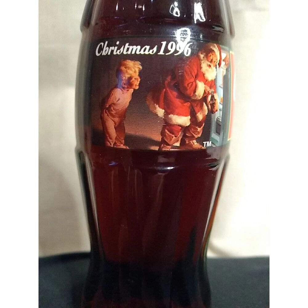 1996 Coca Cola Christmas 8 Oz Classic Commemorative Full Soda Bottle Collectible